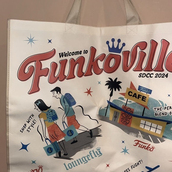 Comic Con SD 2024 FUNKOVILLE very large vinyl like shopping bag NWOT - Picture 2 of 10